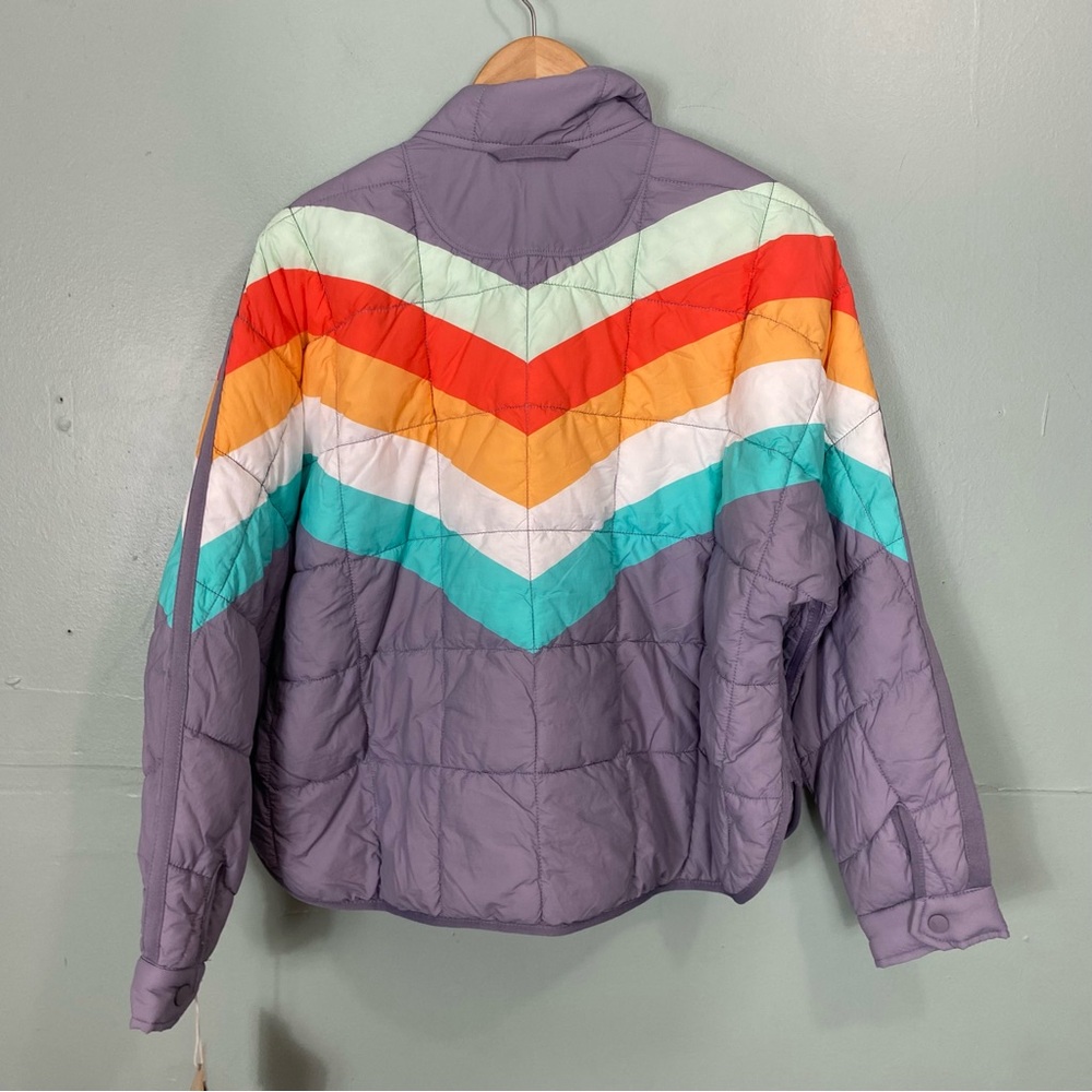 Free People Pippa Printed Packable Puffer Jacket Steel Peach Combo XS - Picture 5 of 5